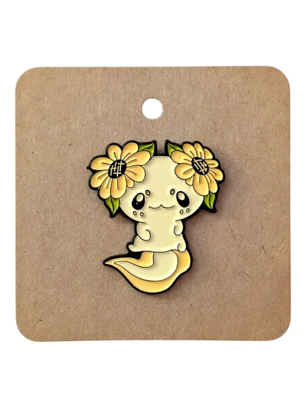 Anime Animal Axolotl Salamander Enamel Pin: Yellow Summer Flowers
